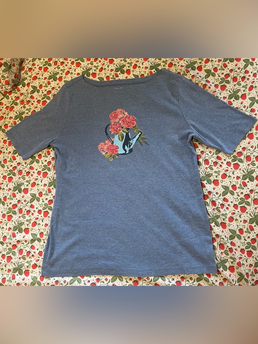 Croft & Barrow Blue Heather Flower Tee
